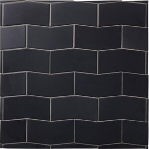 Ghost Town from Pure by Sonoma Tilemakers Detailed image of a black chevron shape wall tile.