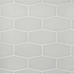 Pacifica from Pure by Sonoma Tilemakers Detail of light grey elongated hex floor tile.