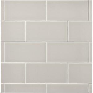 Half Moon Bay from Pure by Sonoma Tilemakers Detail of light grey subway tile.