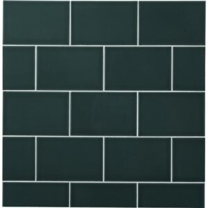 Trinidad from Pure by Sonoma Tilemakers Closeup of dark green subway tile.