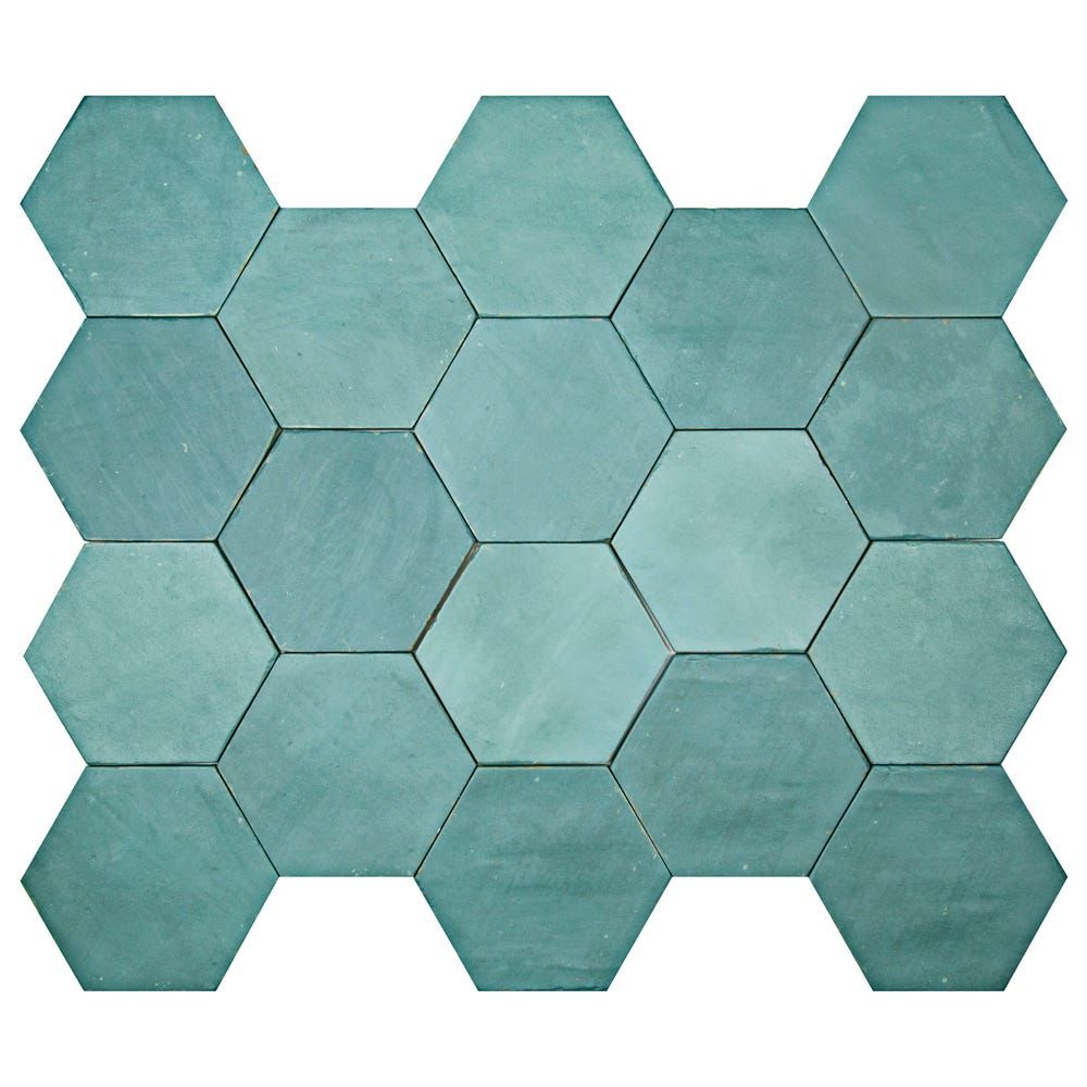 teal hexagon tile sample