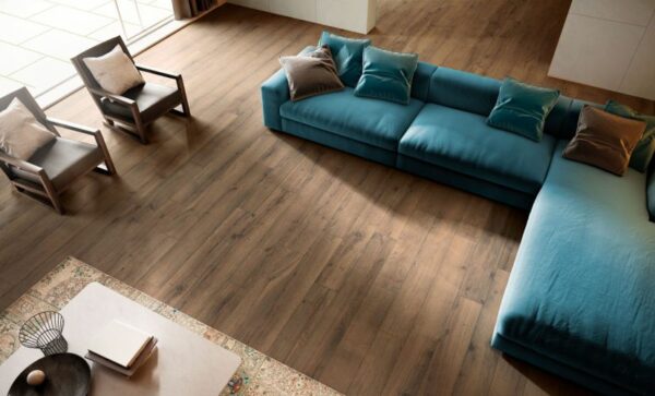 Dark wood floors in a living room