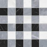 Allure Light, Snow White, Black Honed 2x2 Marble Mosaic