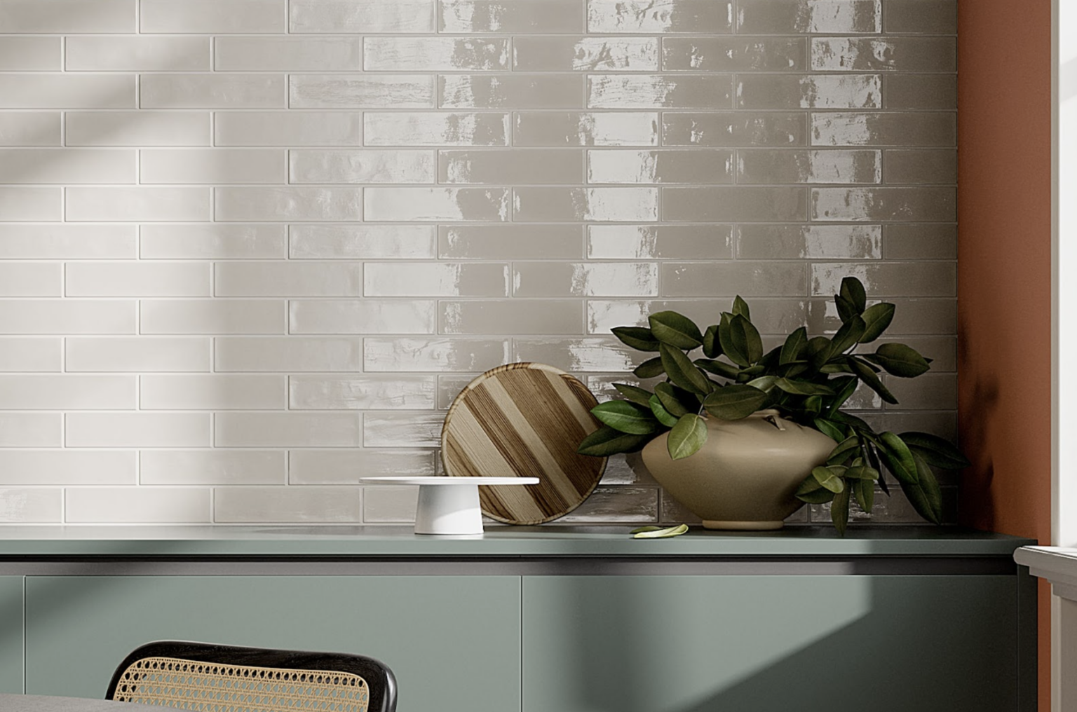Gorgeous tile and grout on wall.