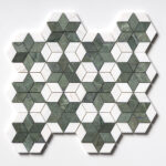 Verde Capri, Snow White Multi Finish Stars Marble Mosaic