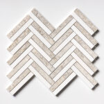 Silver Clouds, Snow White Multi Finish Raya Basket Marble Mosaic