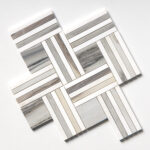 Skyline, Snow White Multi Finish Maze Basket Marble Mosaic
