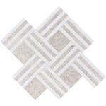 Silver Clouds, Snow White Multi Finish Maze Basket Marble Mosaic